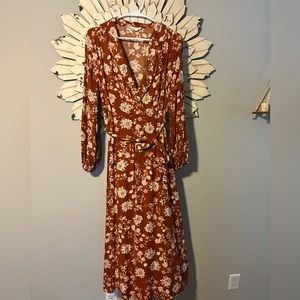 Boutique fall collared tie waste dress